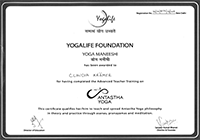 Zertifikat fr Yoga Maneeshi